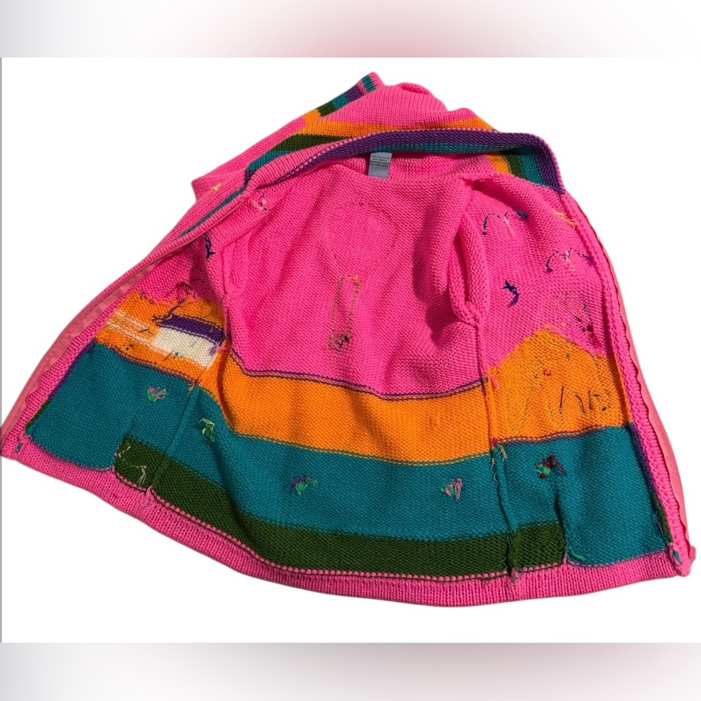 Happy Llama Hand - Knitted Girls Unicorn Hoodie β’ Pink β’ Pre-Loved - Picture 3 of 7